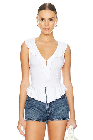 Ruffle Me Away Tank in Ivory - Free People