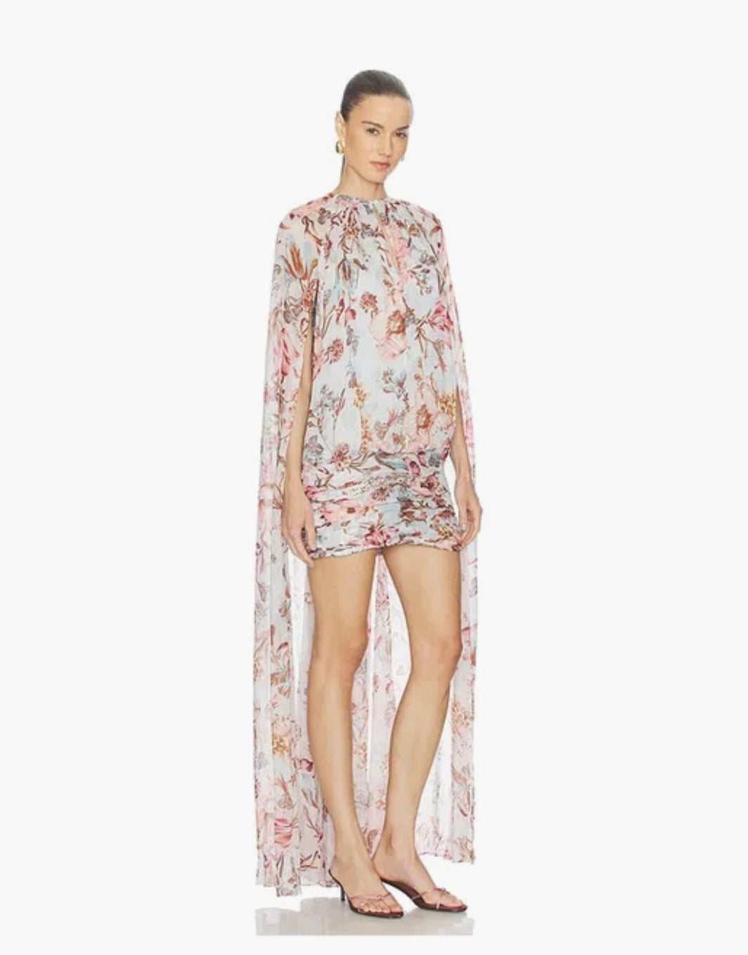 Ruched Cape Mini Dress