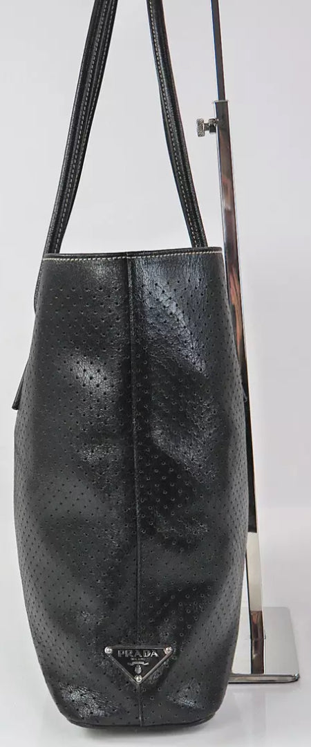 Prada black leather tote