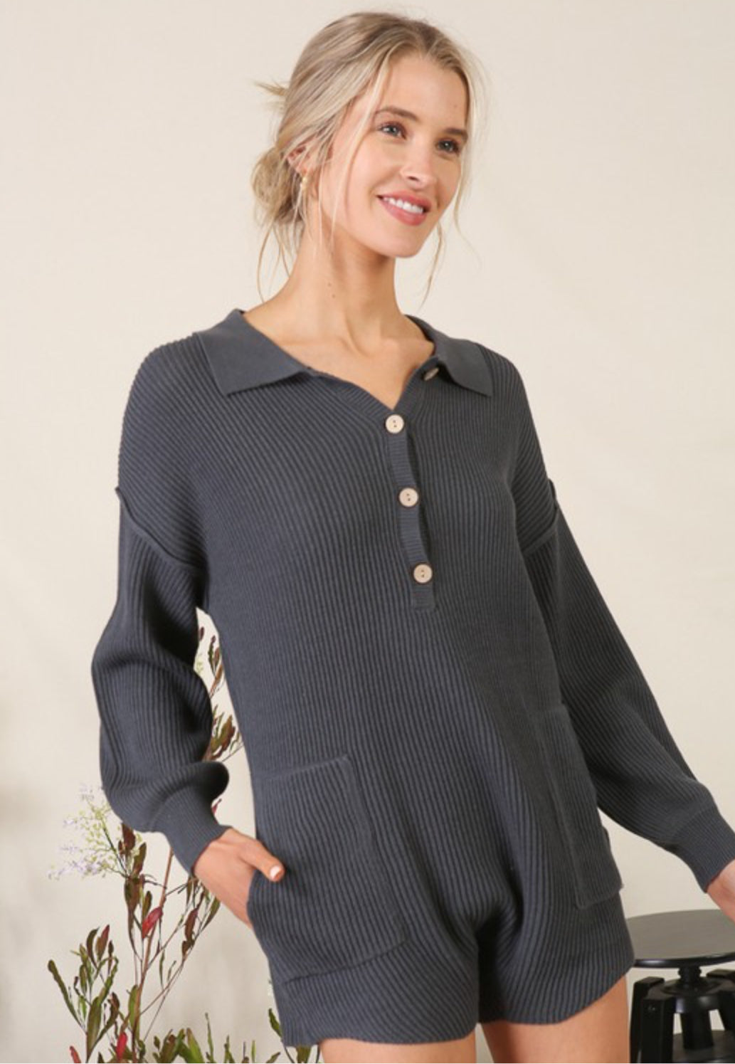 Lumiere Sweater Romper Blue