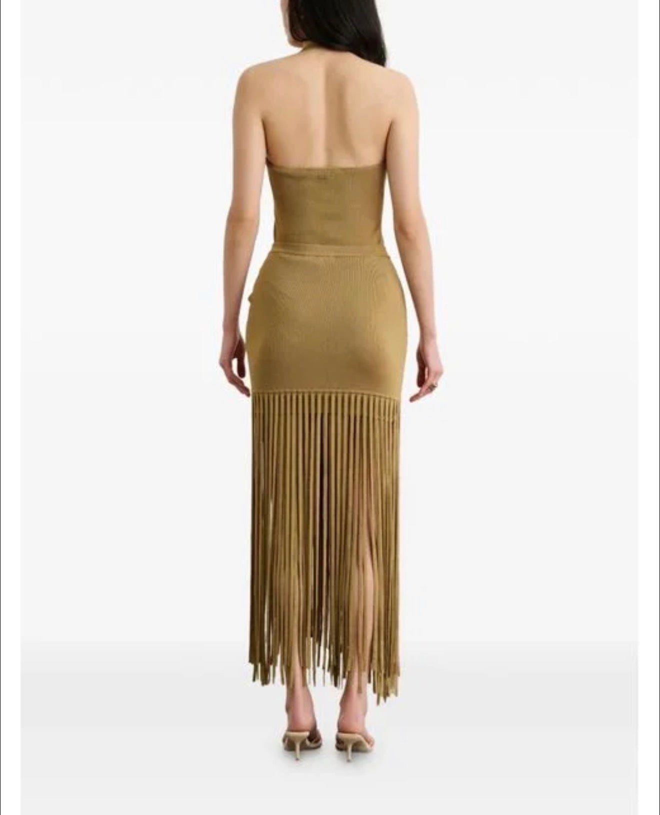Amalia Ruched Mini Skirt with Fringe