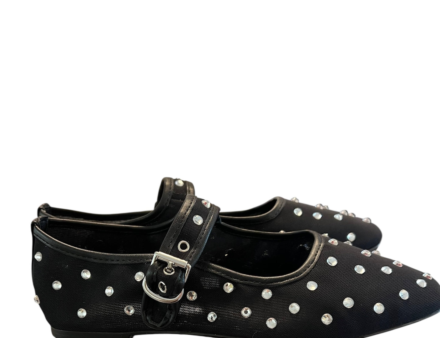 Black Rhinestone Ballet Flats