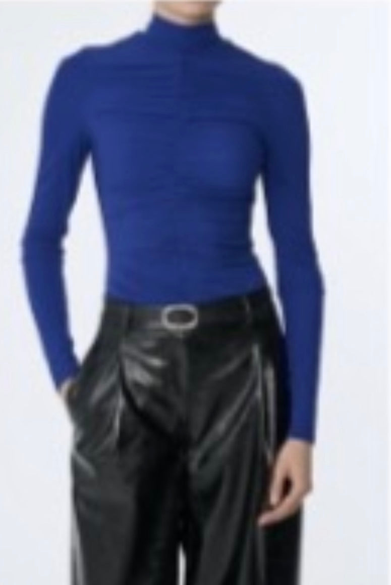 Angela Mock Neck Ruched Long Sleeve Top