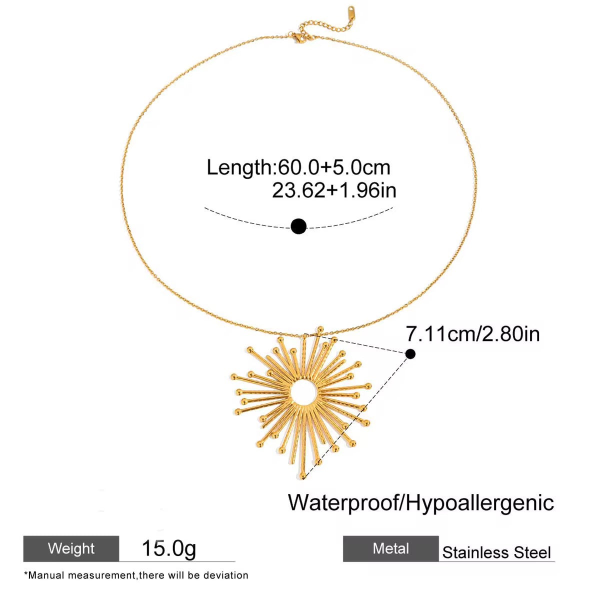 18K Gold Plated Sunburst Statement Necklace