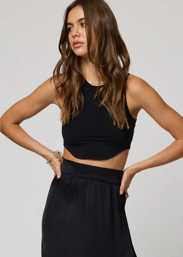 SMOOTH CROP HIGH NECK TANK STILLWATER