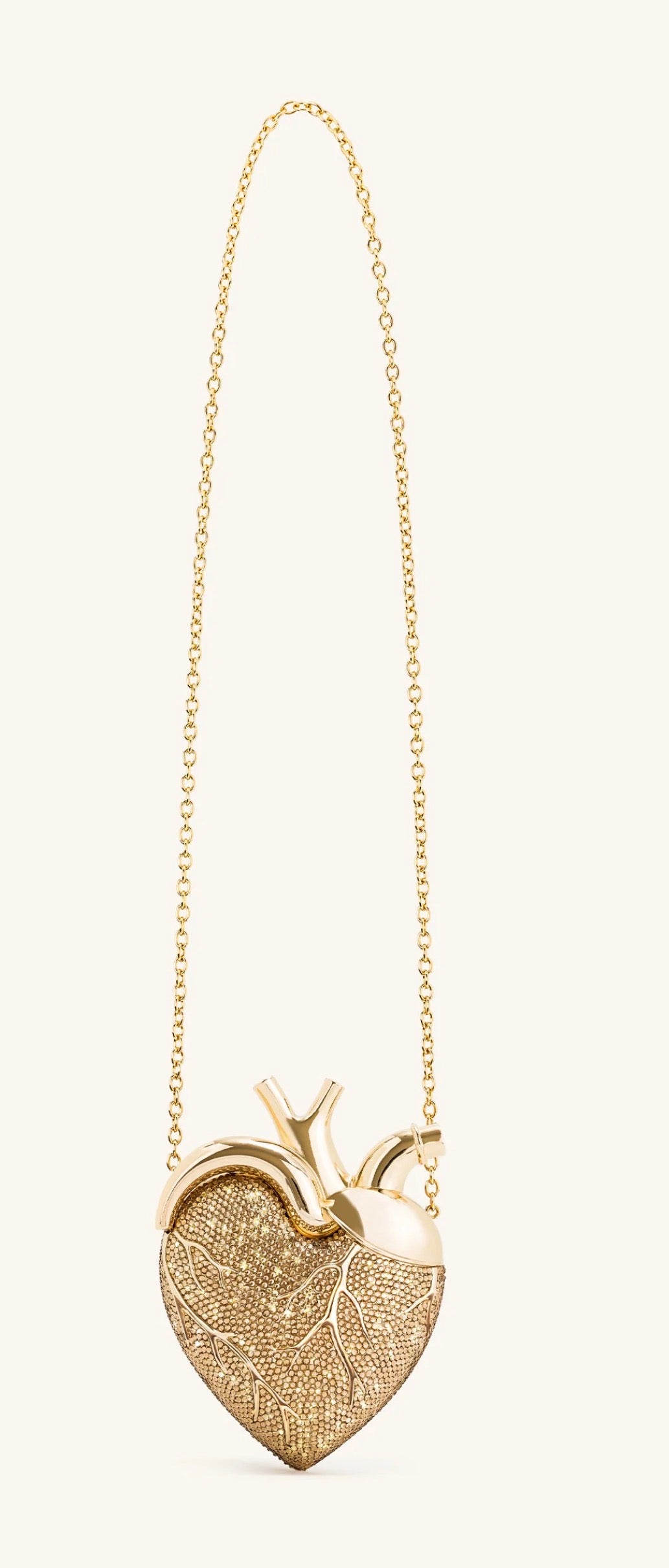 Maren Artificial Crystal Heart Shaped Bag - Gold