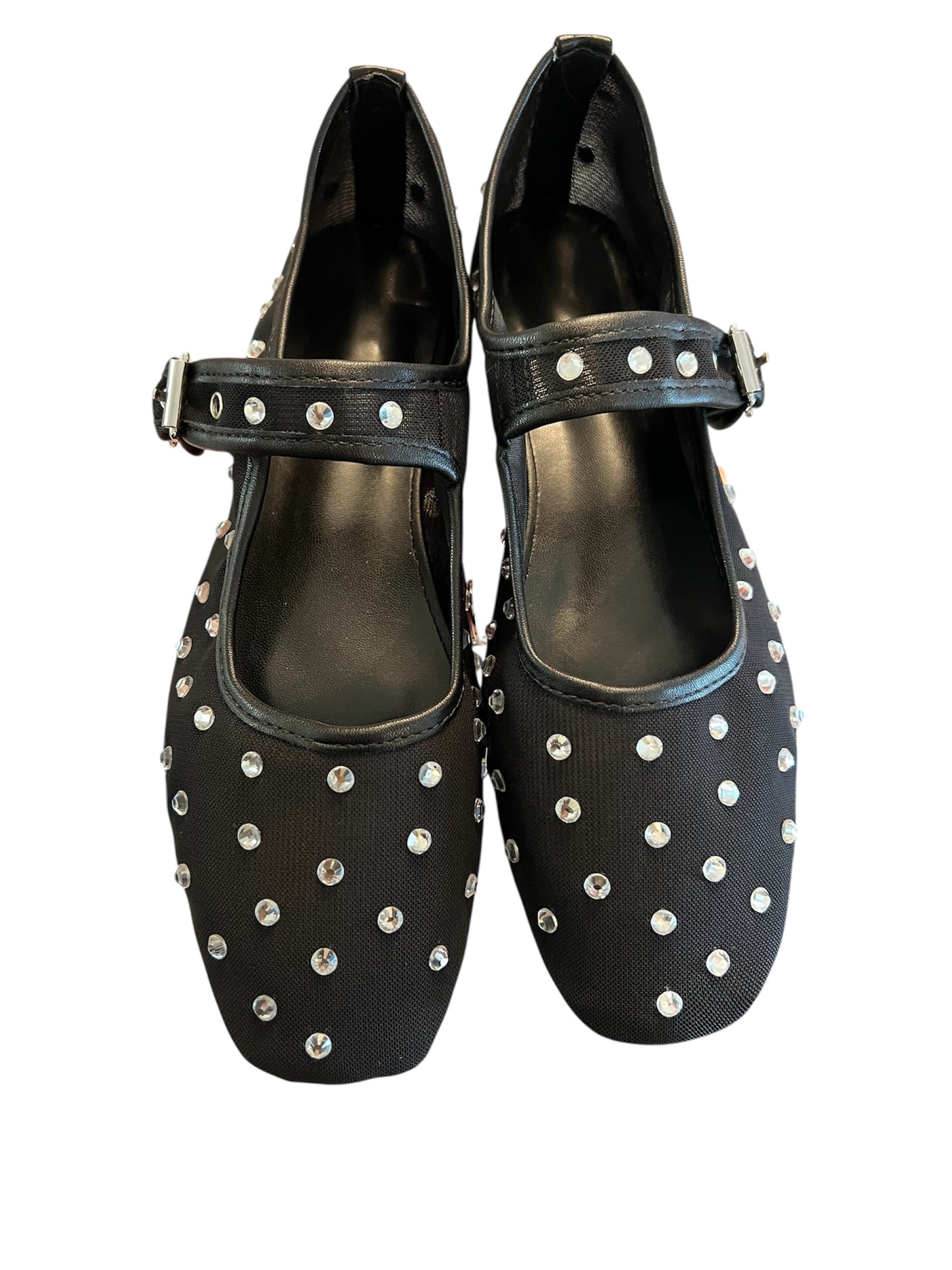 Black Rhinestone Ballet Flats