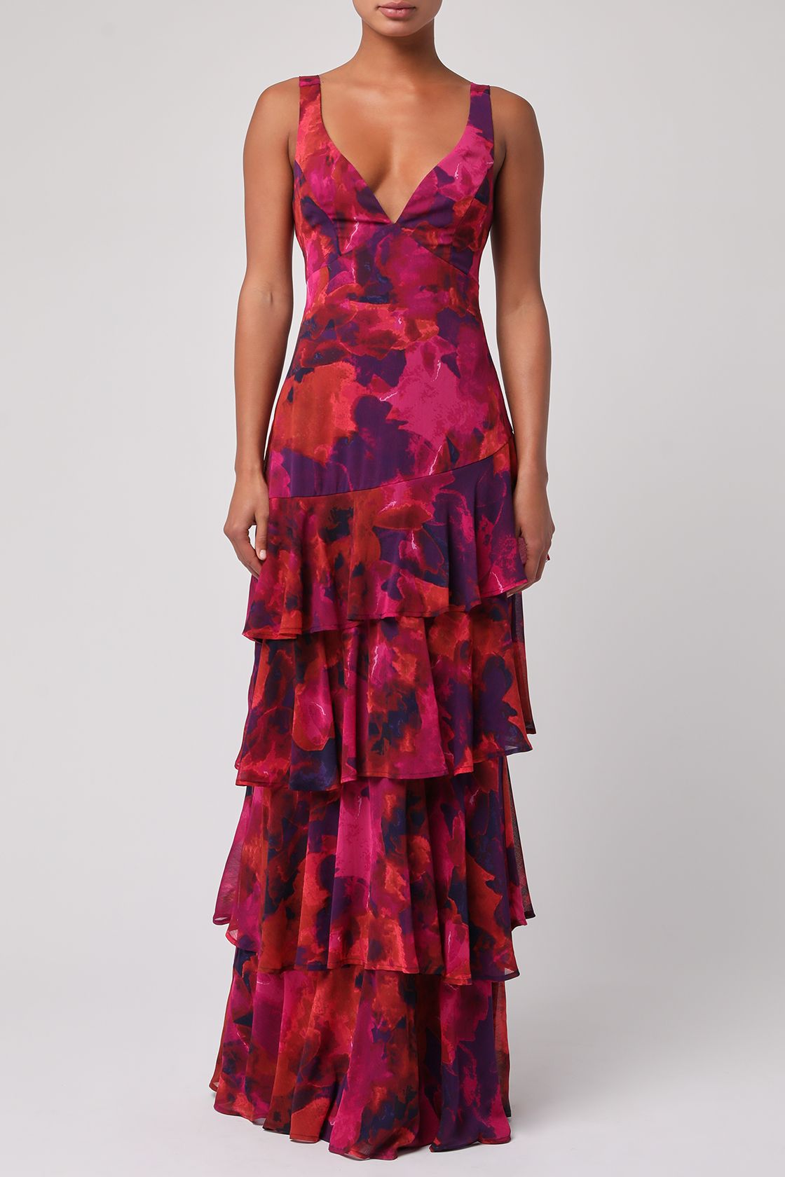 Mogen Tiered Chiffon Maxi Dress