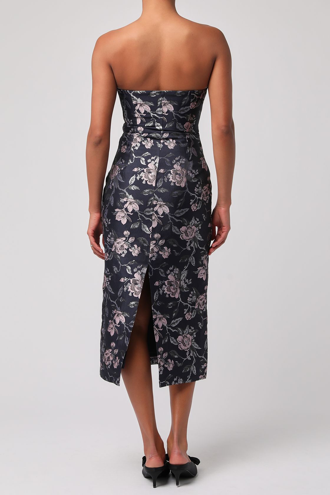 Perla jacquard Strapless Midi Dress