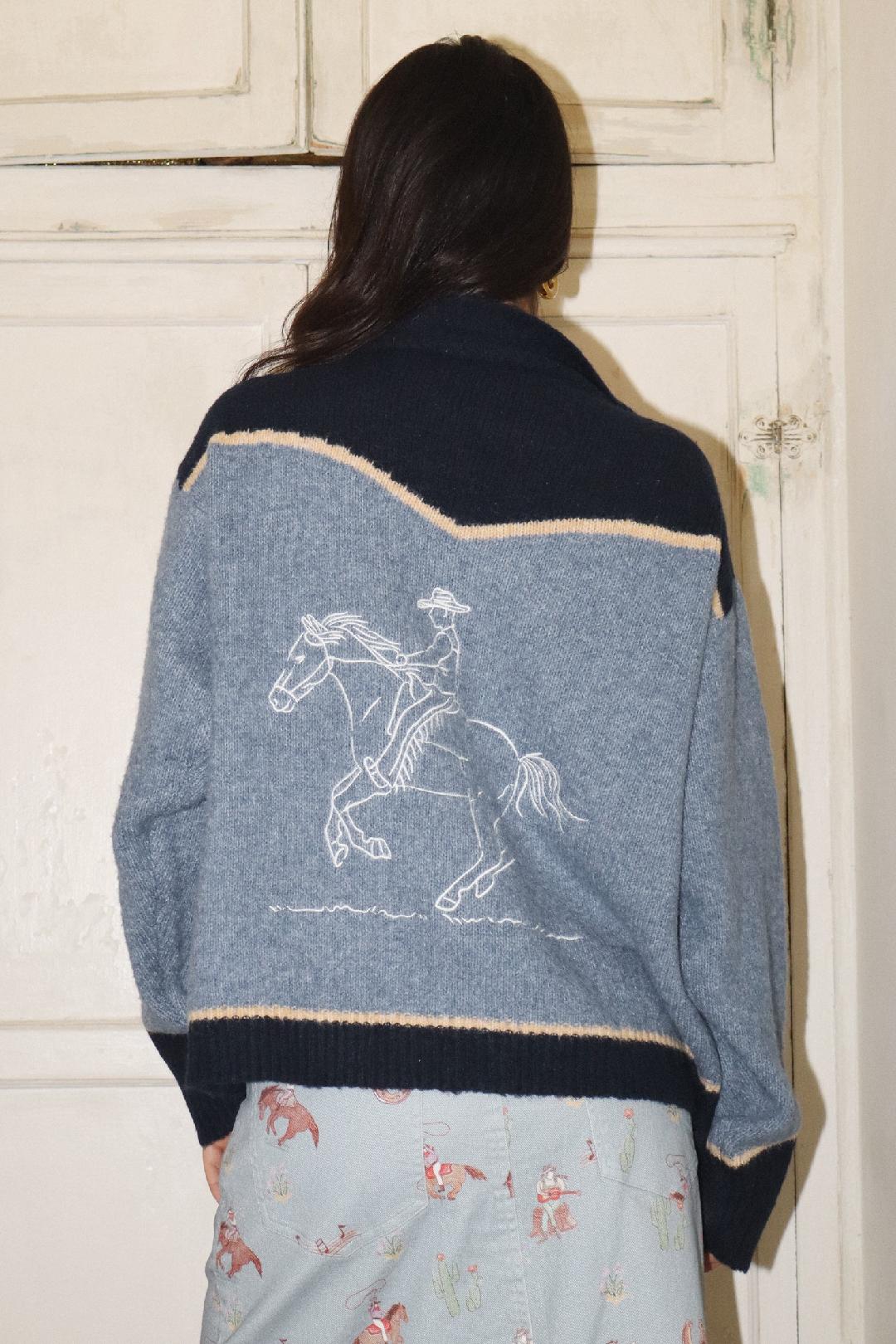 Dusty Blue “Rodeo” Sweater Bailey Rose