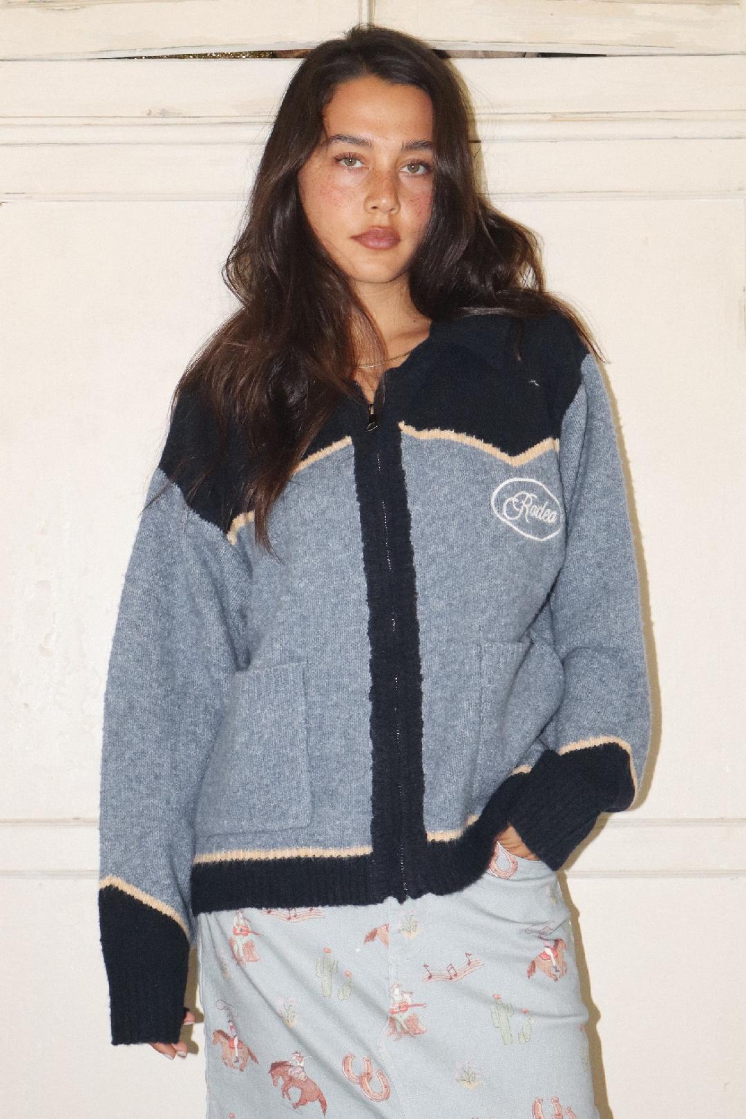 Dusty Blue “Rodeo” Sweater Bailey Rose