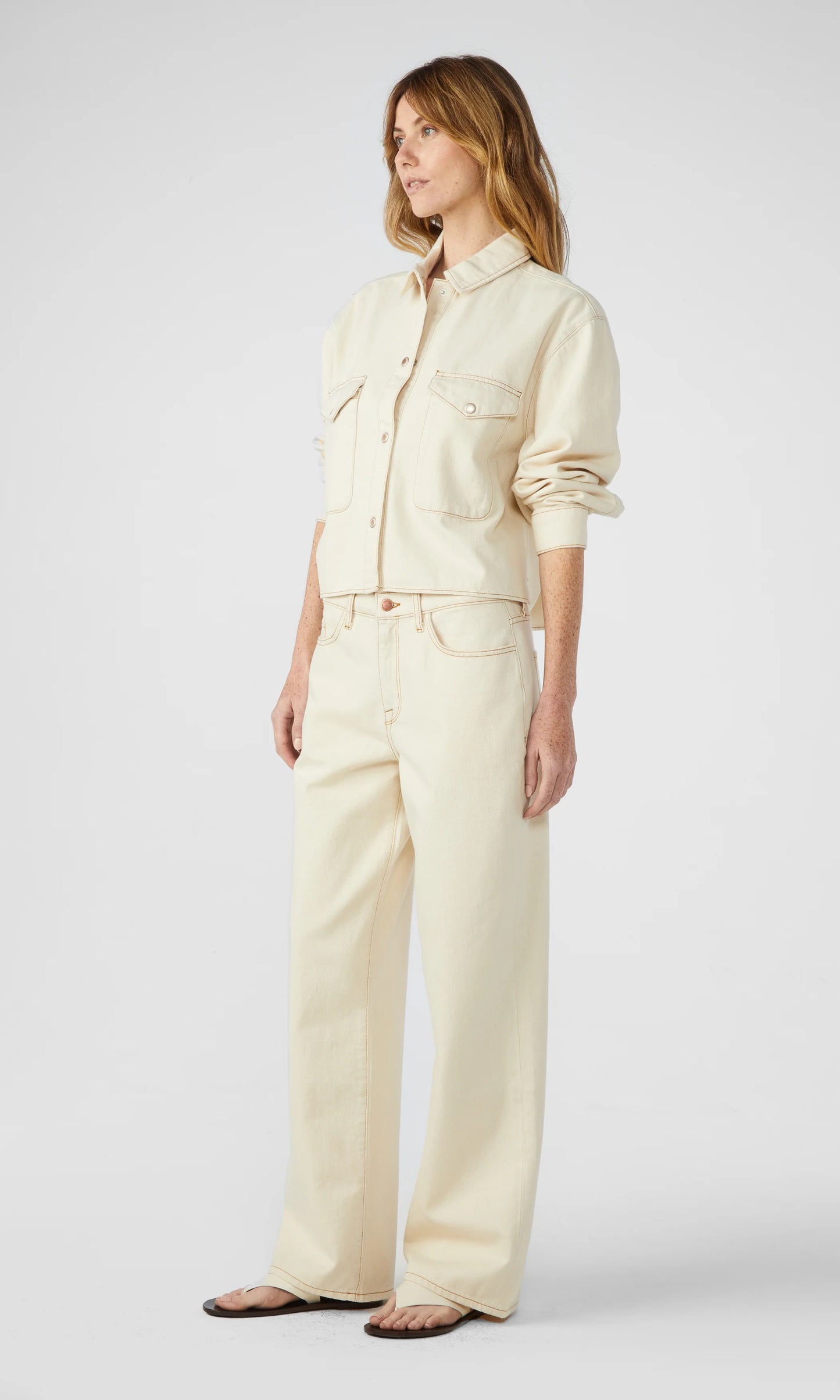 Triachy Ms. Sparrow White Mid- Rise Baggy Jean