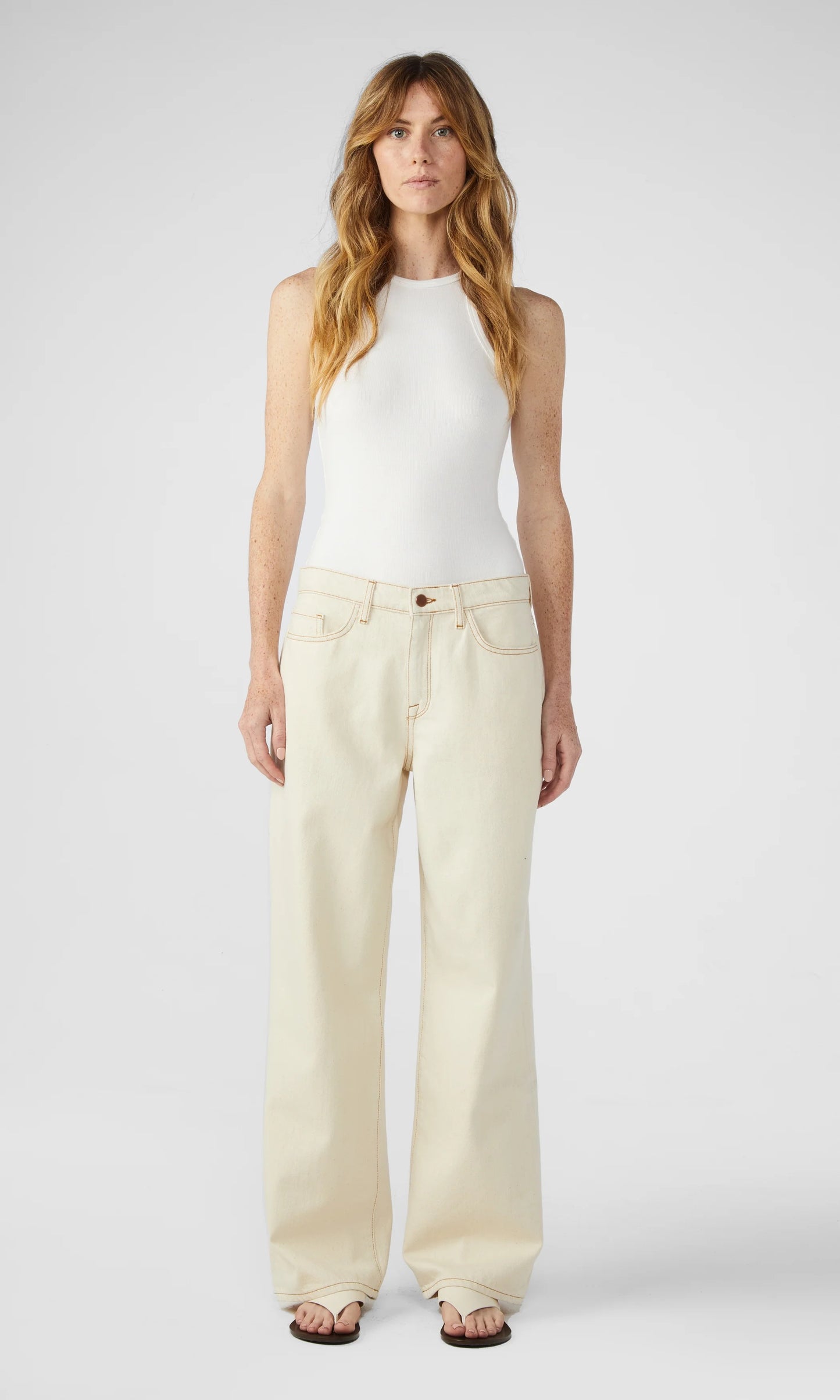 Triachy Ms. Sparrow White Mid- Rise Baggy Jean