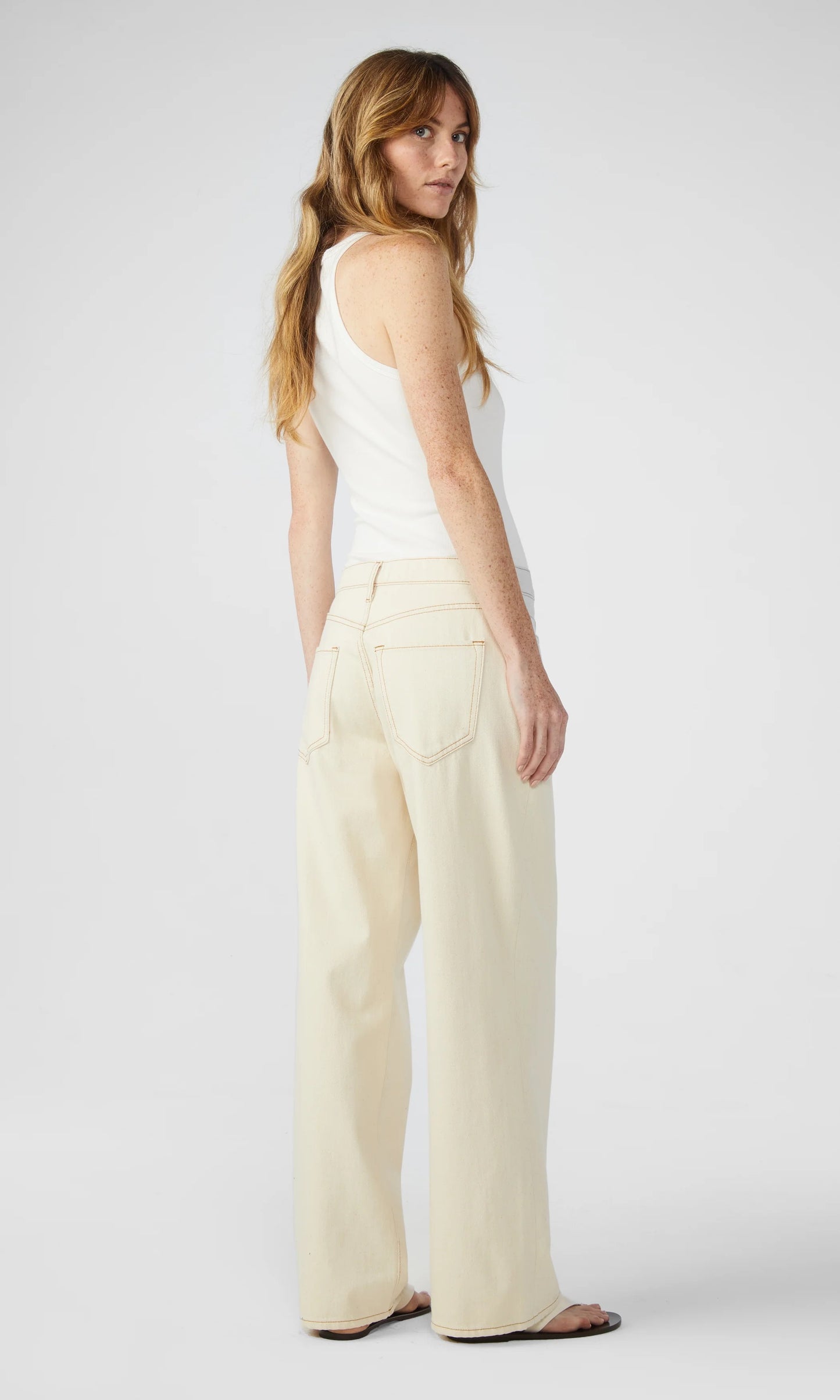 Triachy Ms. Sparrow White Mid- Rise Baggy Jean