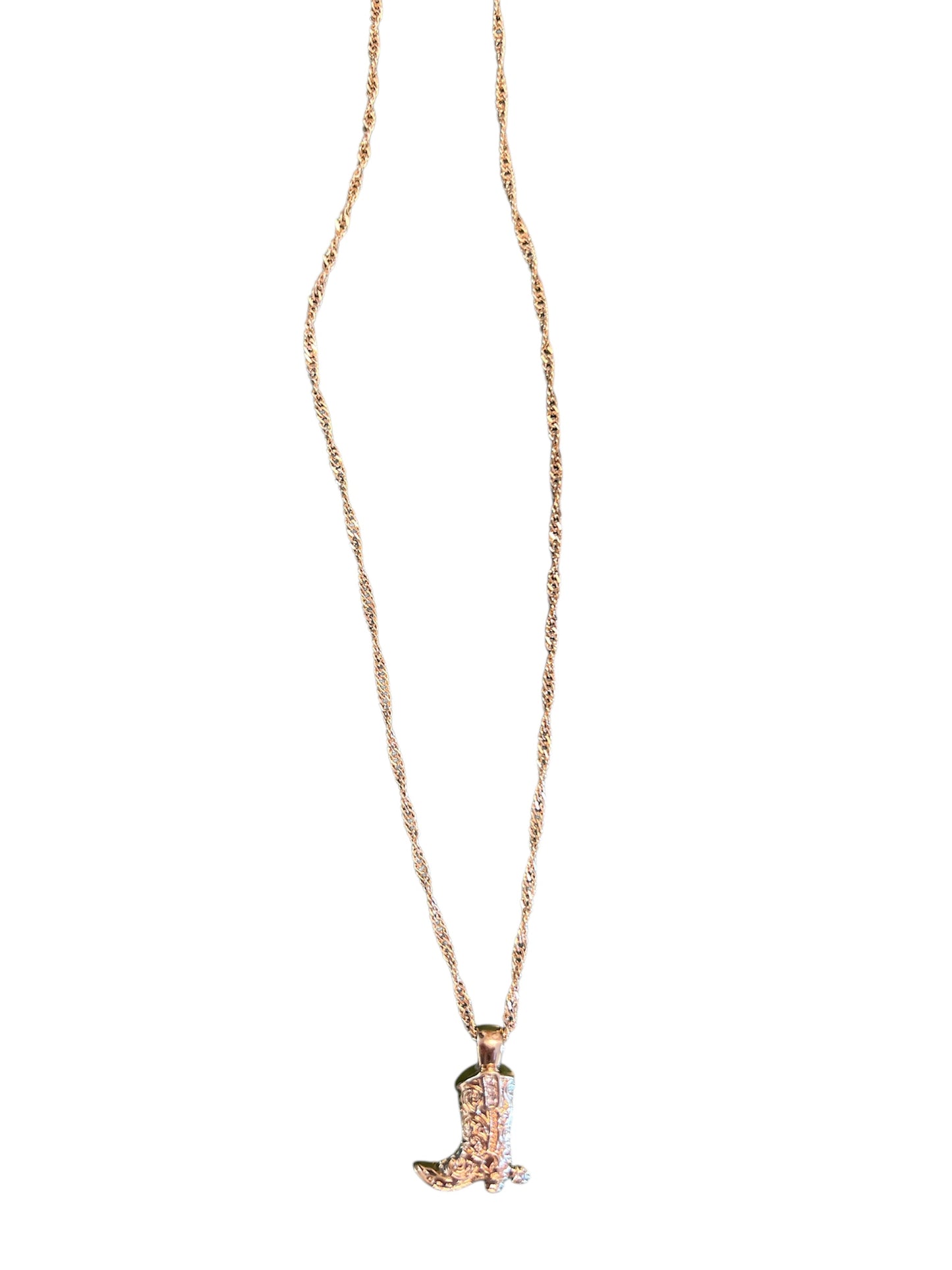 Cowboy Gold Boot Necklace with Crystals