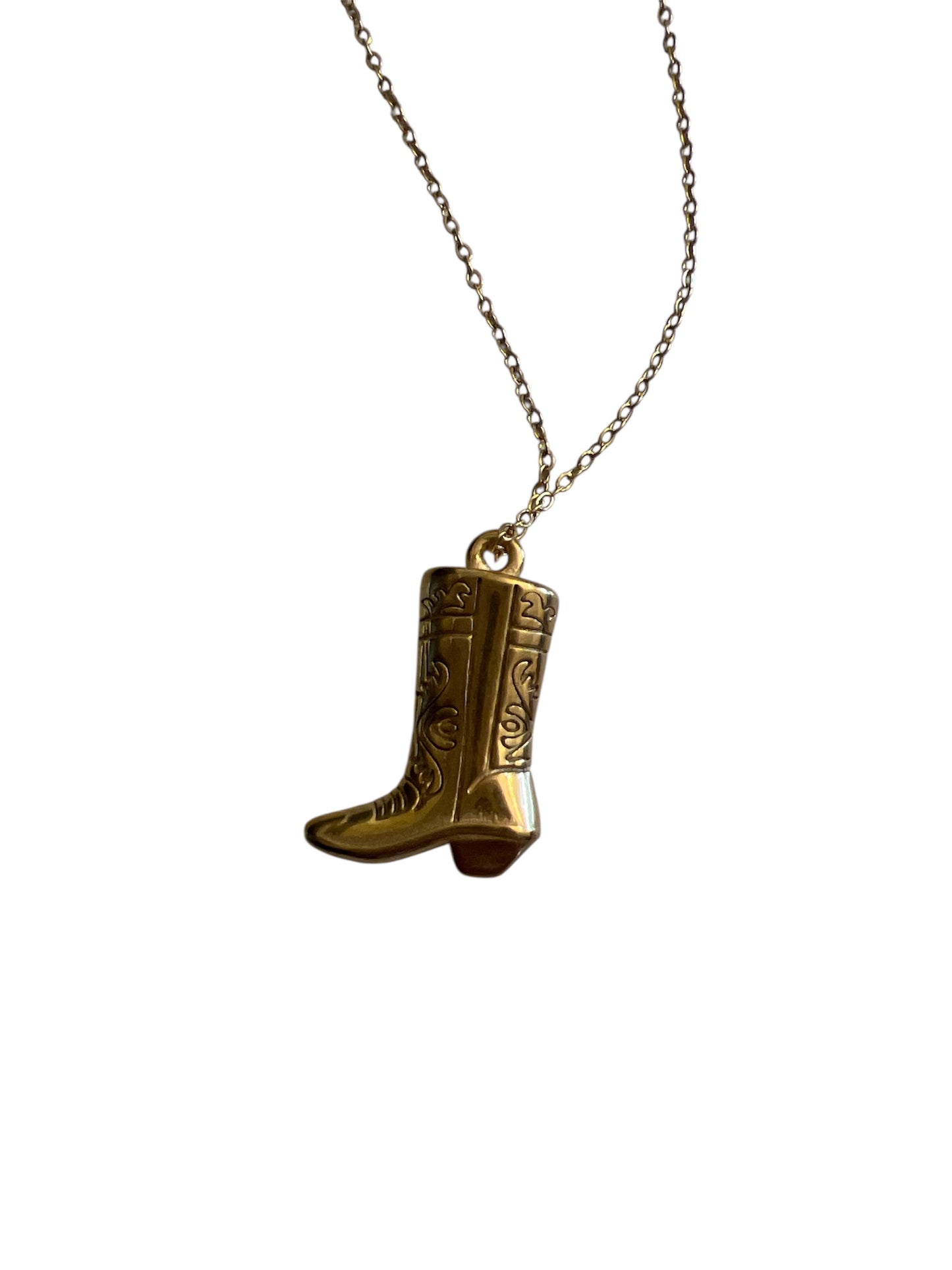 Cowboy Boot Necklace- Gold