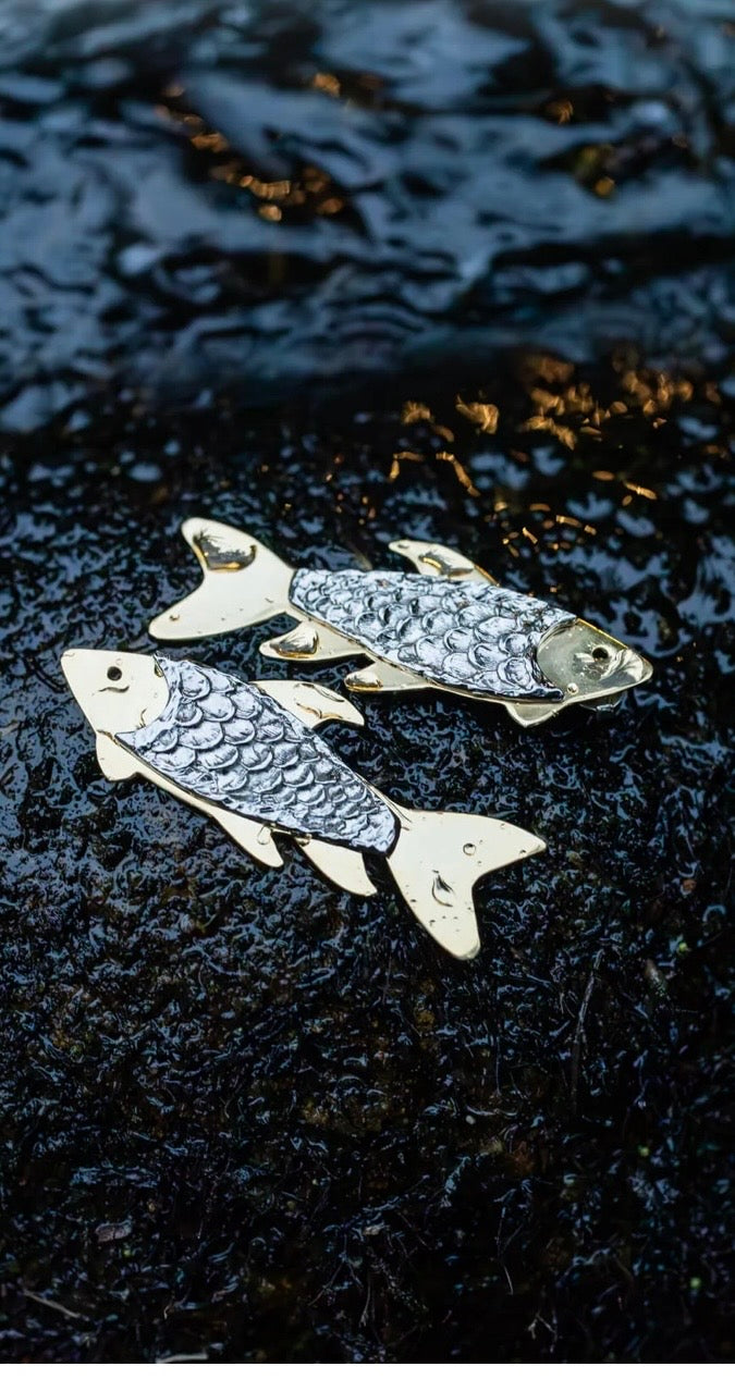 Gold and Silver Jaraqui Earrings- Zambia