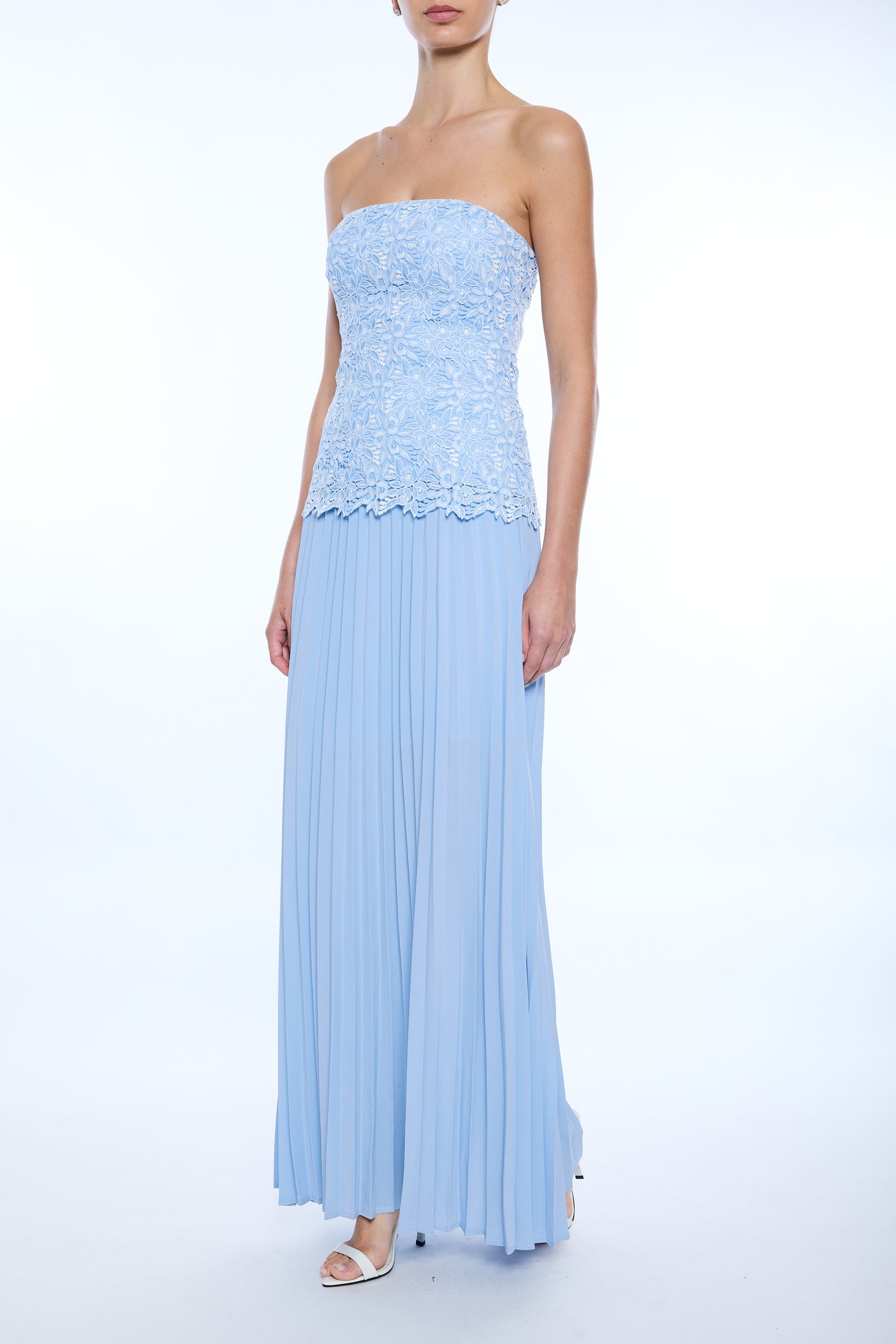 CODY TWO TONE LACE PLEAT DRESS