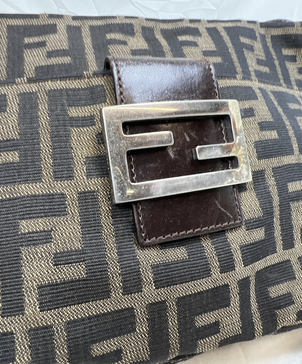Fendi Zucchino Mama Baguette Shoulder Bag