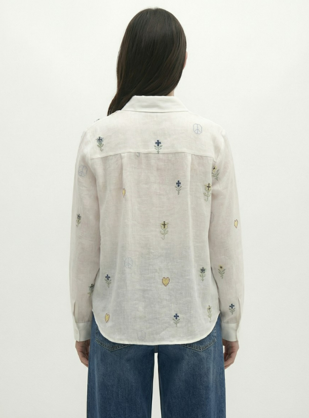 CHEMISE ML BRODERIES COLOREES
