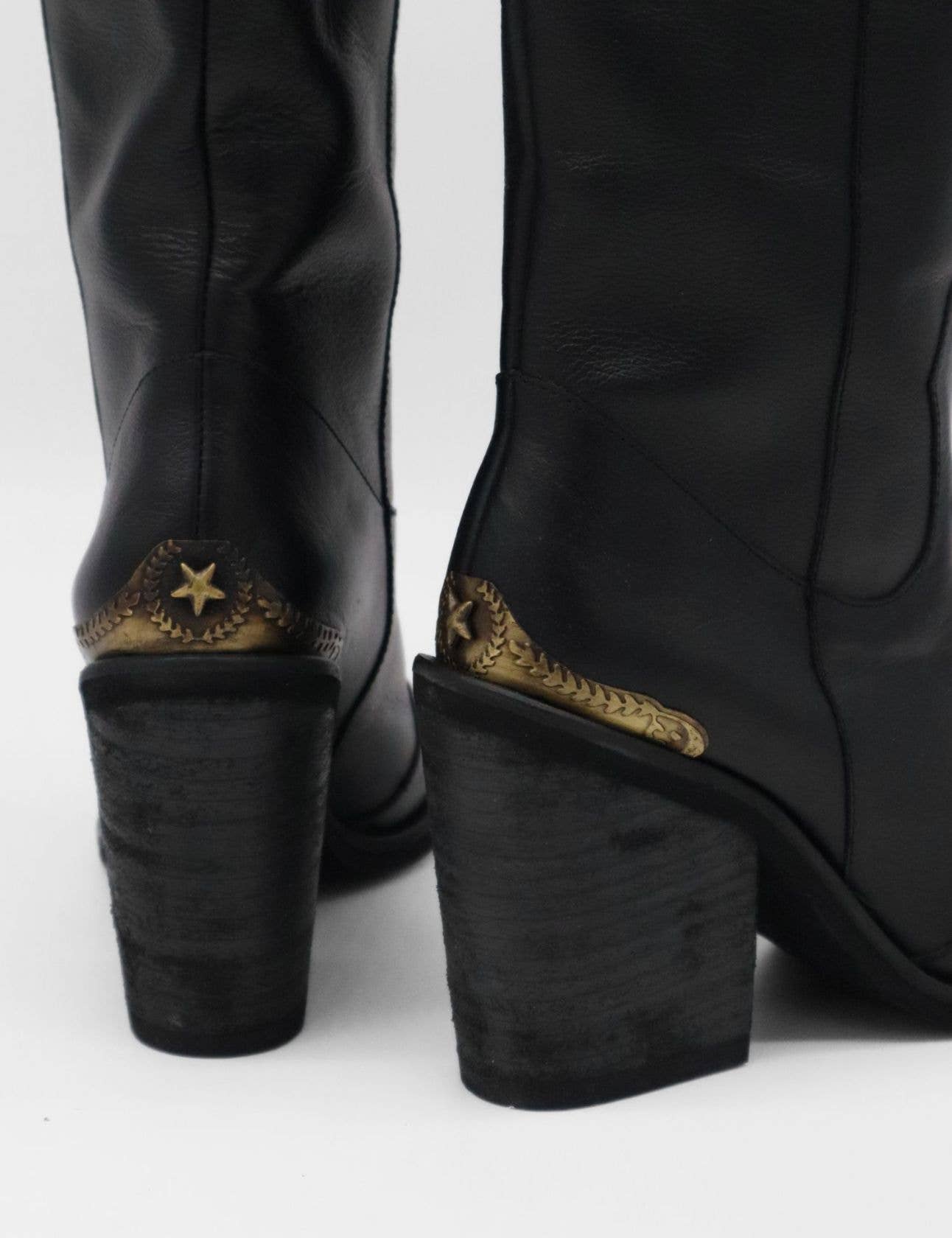 STIVALI NEW YORK - Catalina western cowboy boots in black leather women's shoes