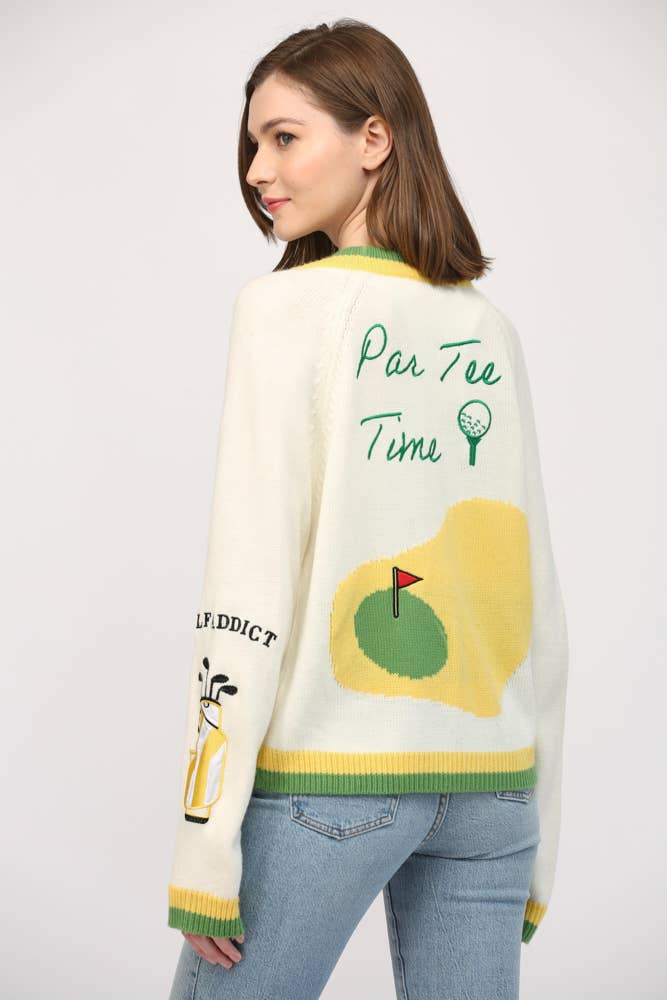 FATE - GOLF EMBROIDERED PATCH CARDIGAN LW2119