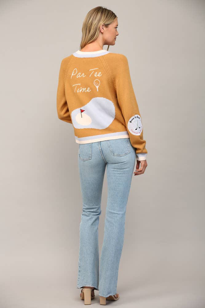 FATE - GOLF EMBROIDERED PATCH CARDIGAN LW2119