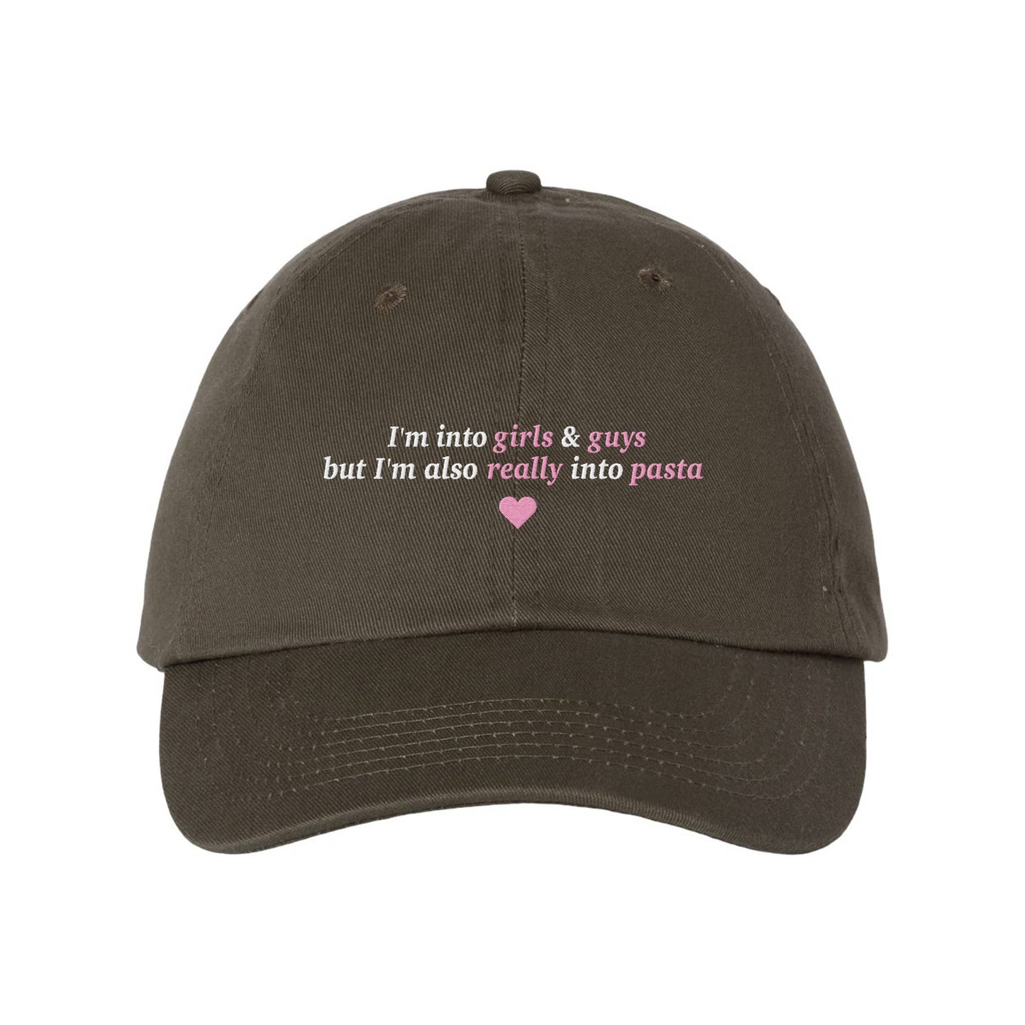 Girls Guys and Pasta Embroidered Bio-Washed Classic Dad Hat - Femfetti