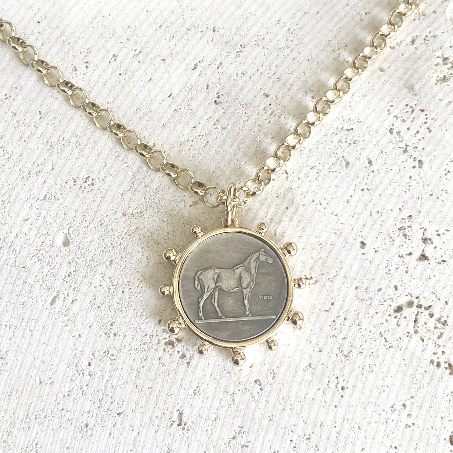 VB&CO Designs Handmade Jewelry - Horse coin necklace western equestrian jewelry derby