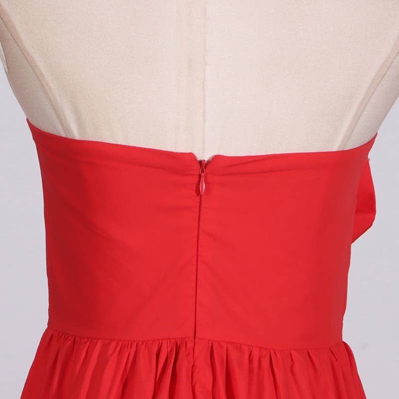 Floral Stitch High-Waist Tube Top Dress