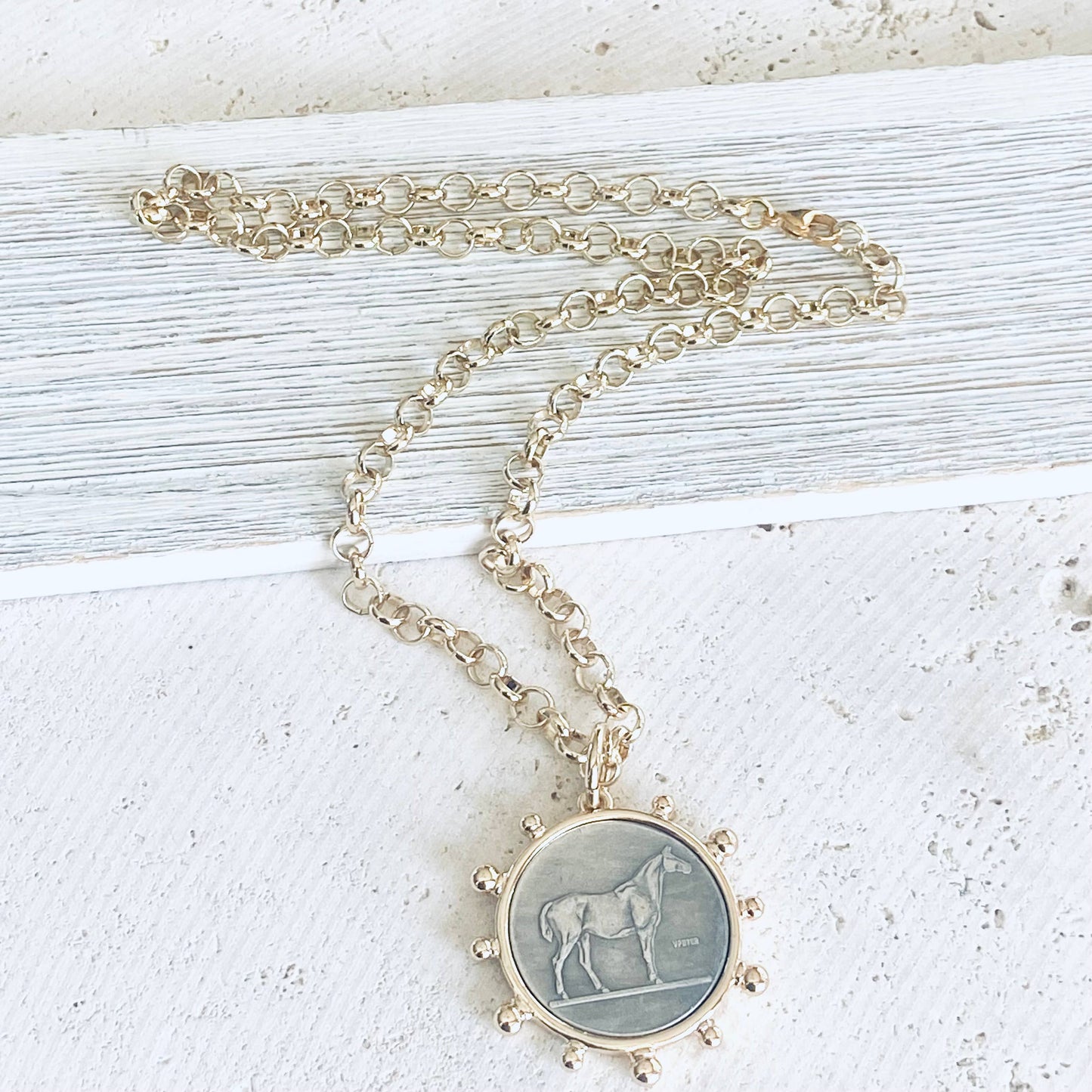 VB&CO Designs Handmade Jewelry - Horse coin necklace western equestrian jewelry derby