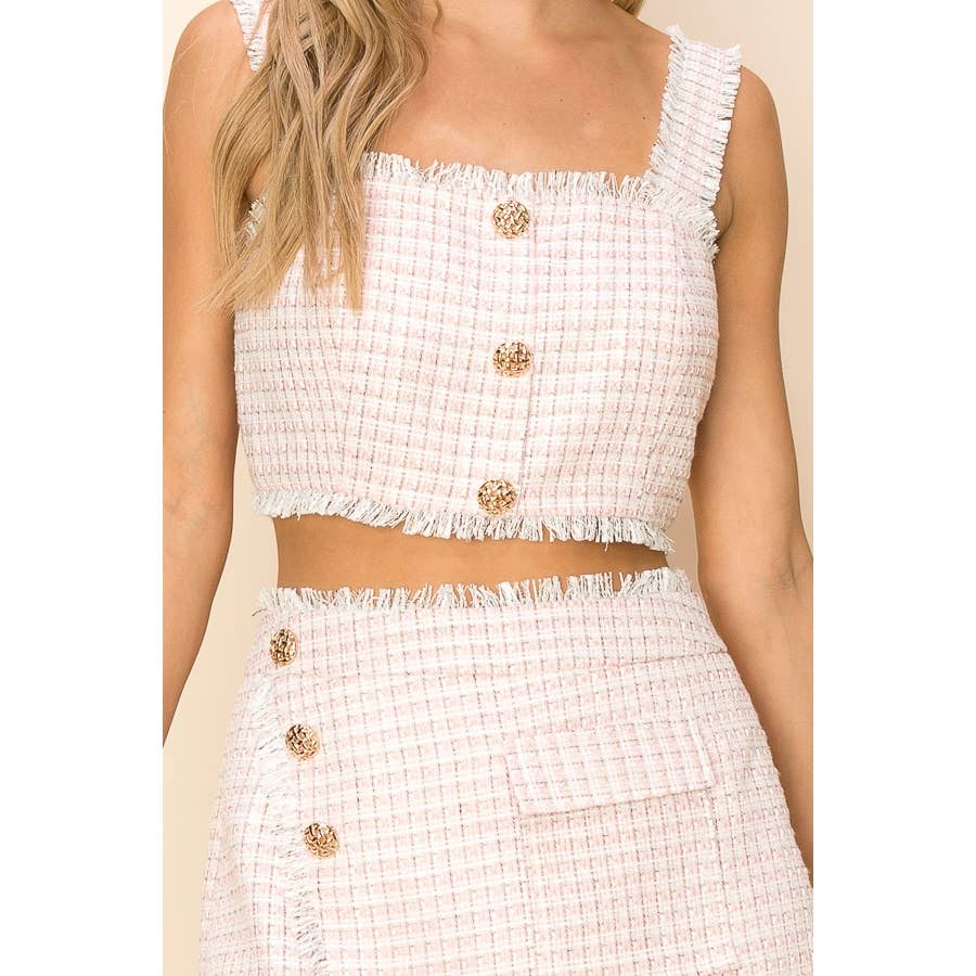 TWEED CHECK CROP TOP AND MINI SKORT