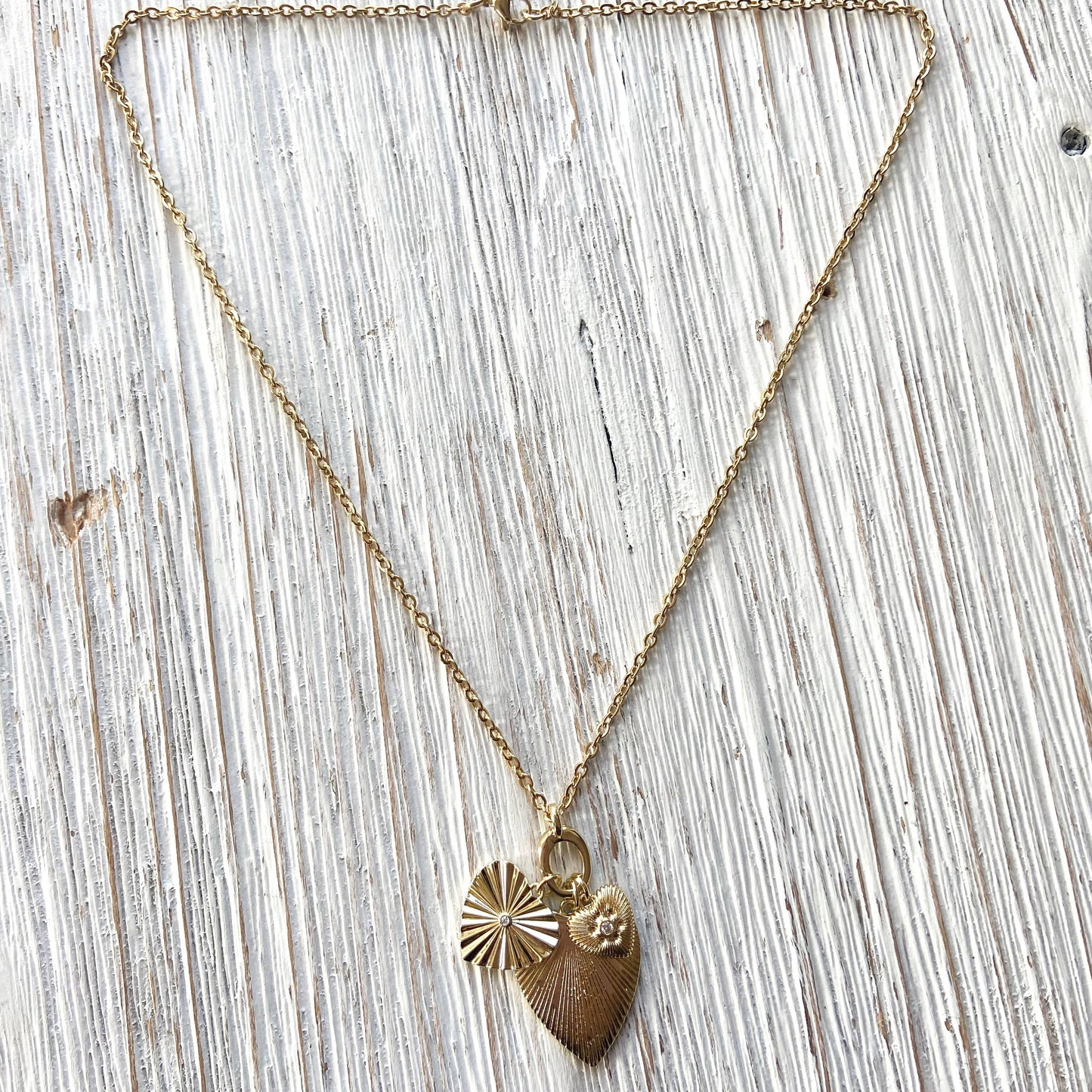 VB&CO Designs Handmade Jewelry - Charm necklace triple heart removable charms