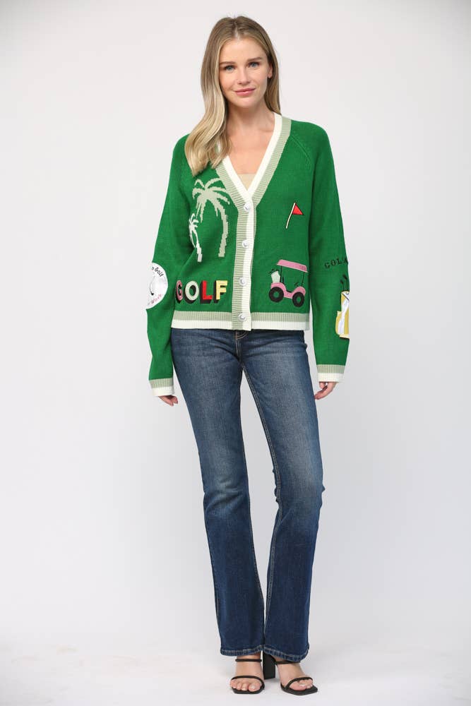 FATE - GOLF EMBROIDERED PATCH CARDIGAN LW2119