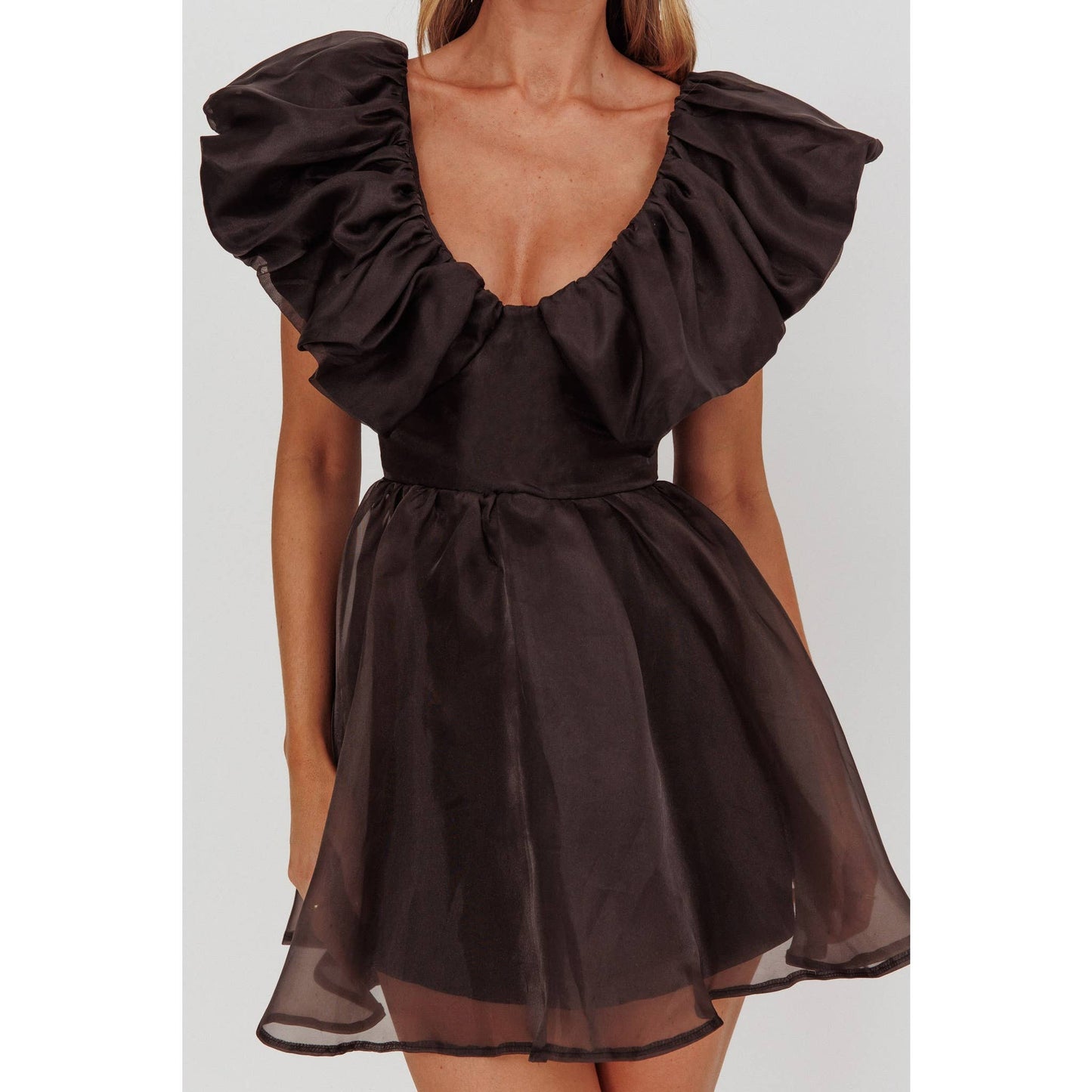 Saints & Secrets - ORGANZA RUFFLE SLEEVE MINI DRESS