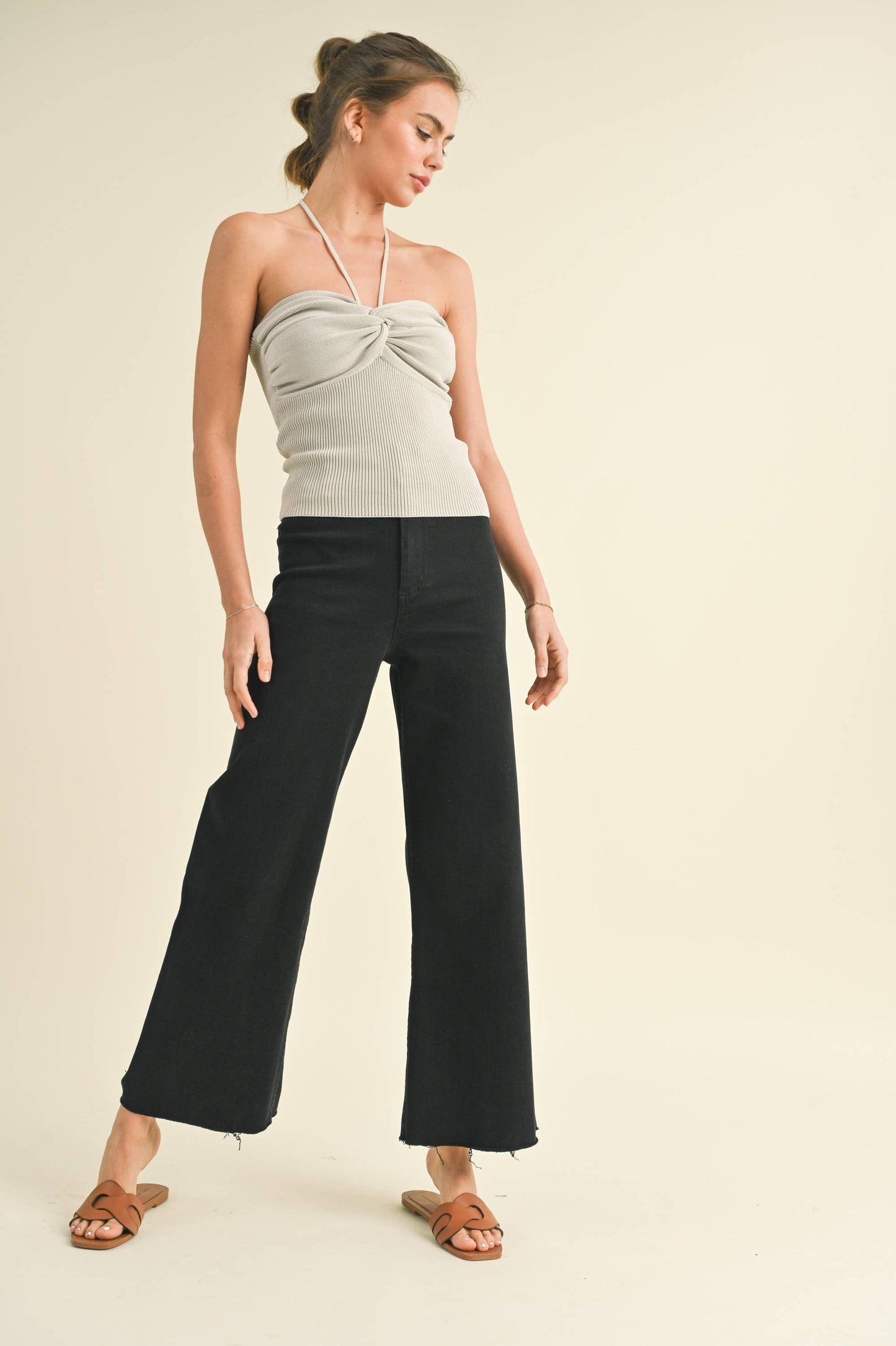 Straight Wide Leg Denim Pants - Miou Muse