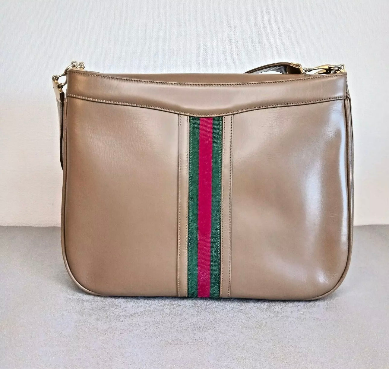 GUCCI 80s Vintage Shoulder Bag Sherry Line Leather Brown Pre-Owned