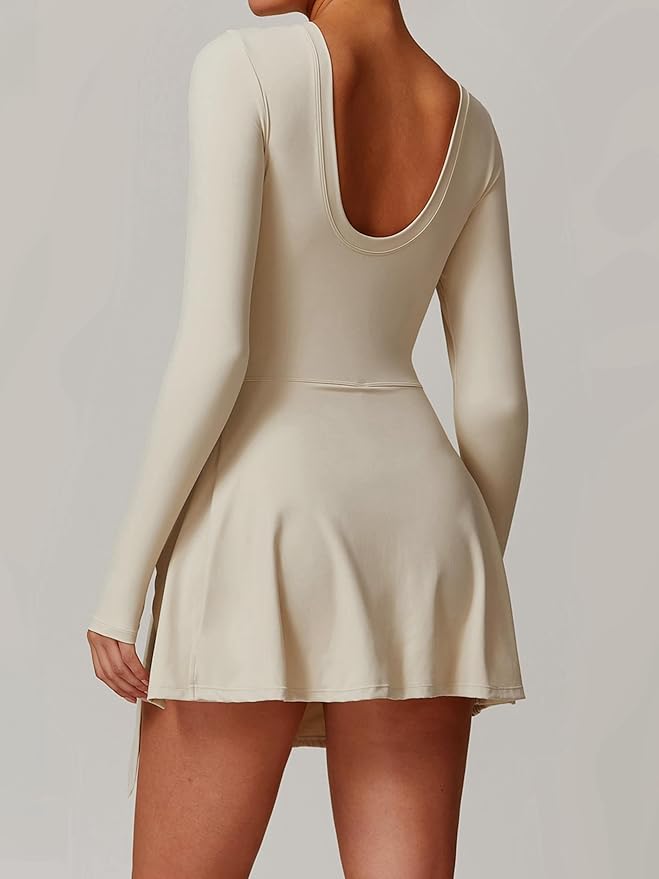 Long-Sleeve Tennis Wrap Dress