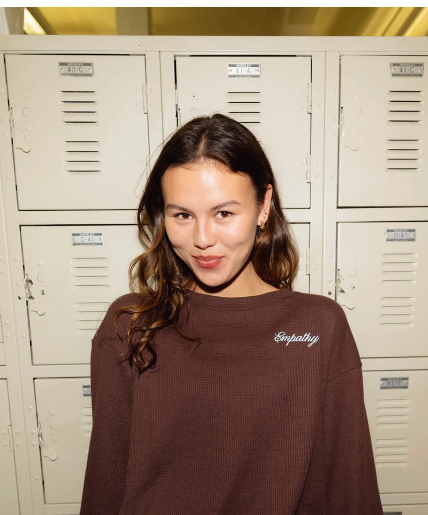 The Mayfair Group Empathy, Always Brown Waffle Crewneck