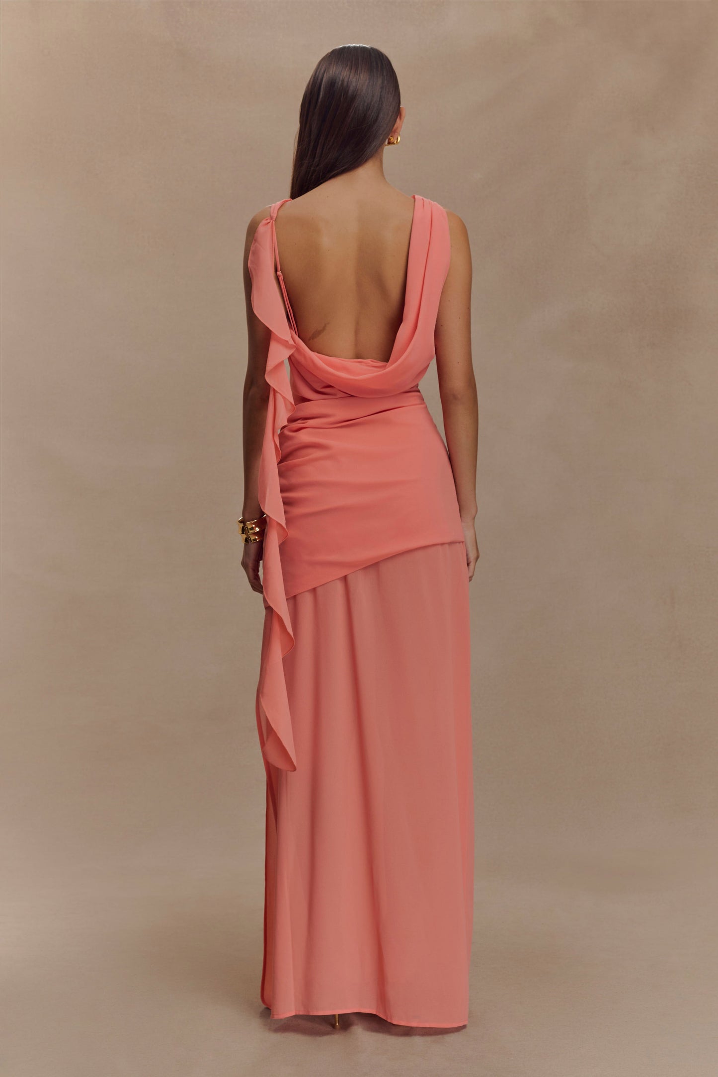 Meshki Daria
Draped Chiffon Maxi Dress