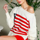 USA Flag Boat Neck Knit Sweater Top VT82059