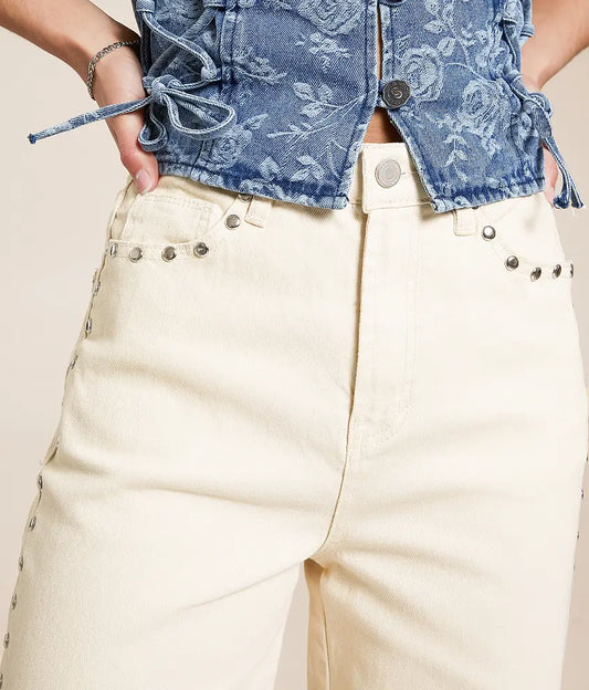 Gemma Wide Leg Studded Stretch Jean - Habitual