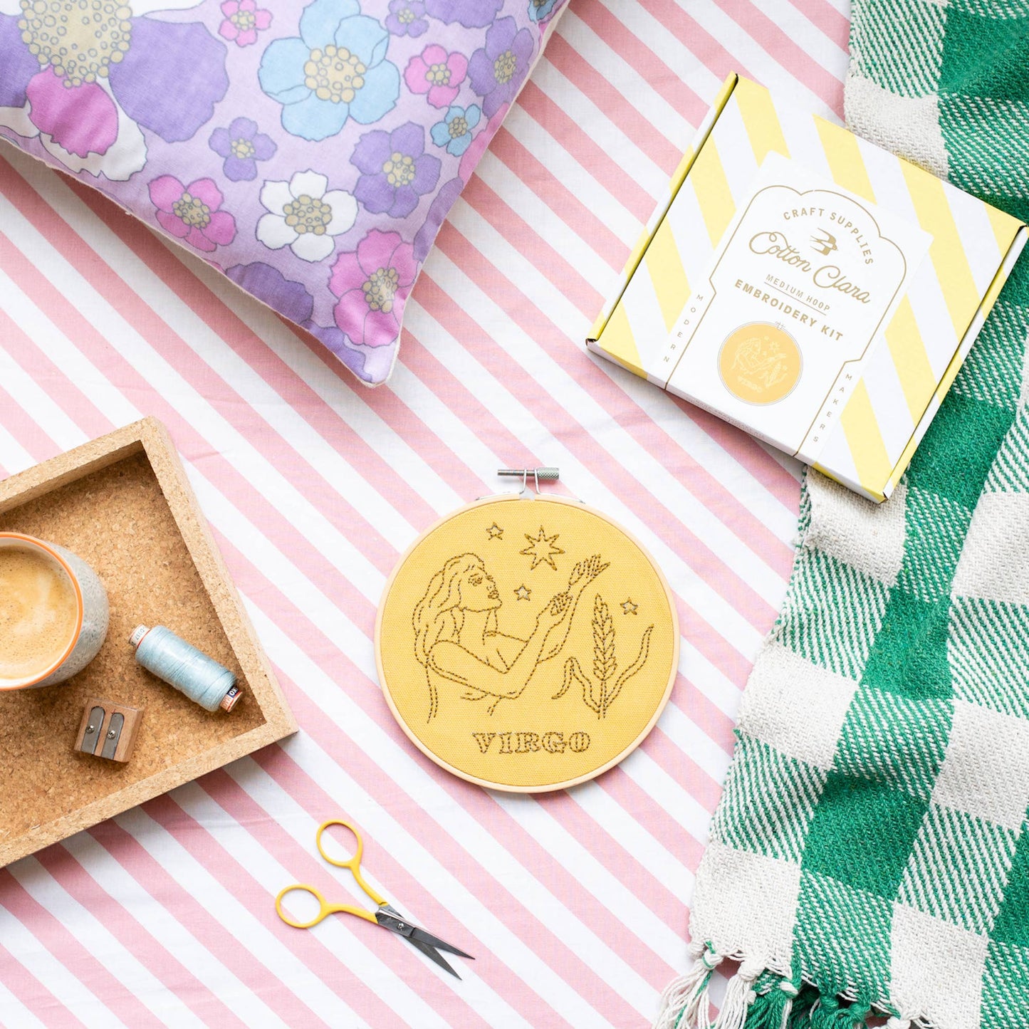 Cotton Clara Craft Kits & Supplies - Virgo Embroidery Hoop Kit