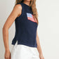 Flag Print Knitted Sleeveless Sweater - BMW7749