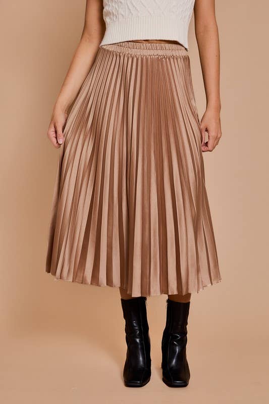 Sunburst Pleated Satin Skirt