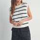 Crew Neck Striped Knit Tank Top