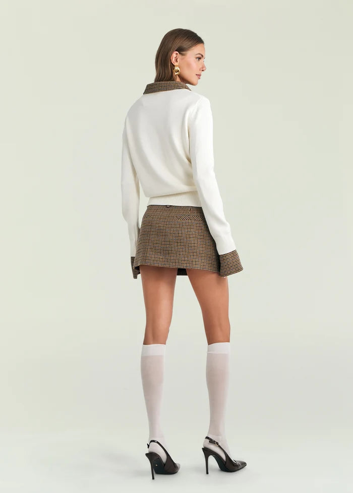 Valkiria Skort in Tan Houndstooth