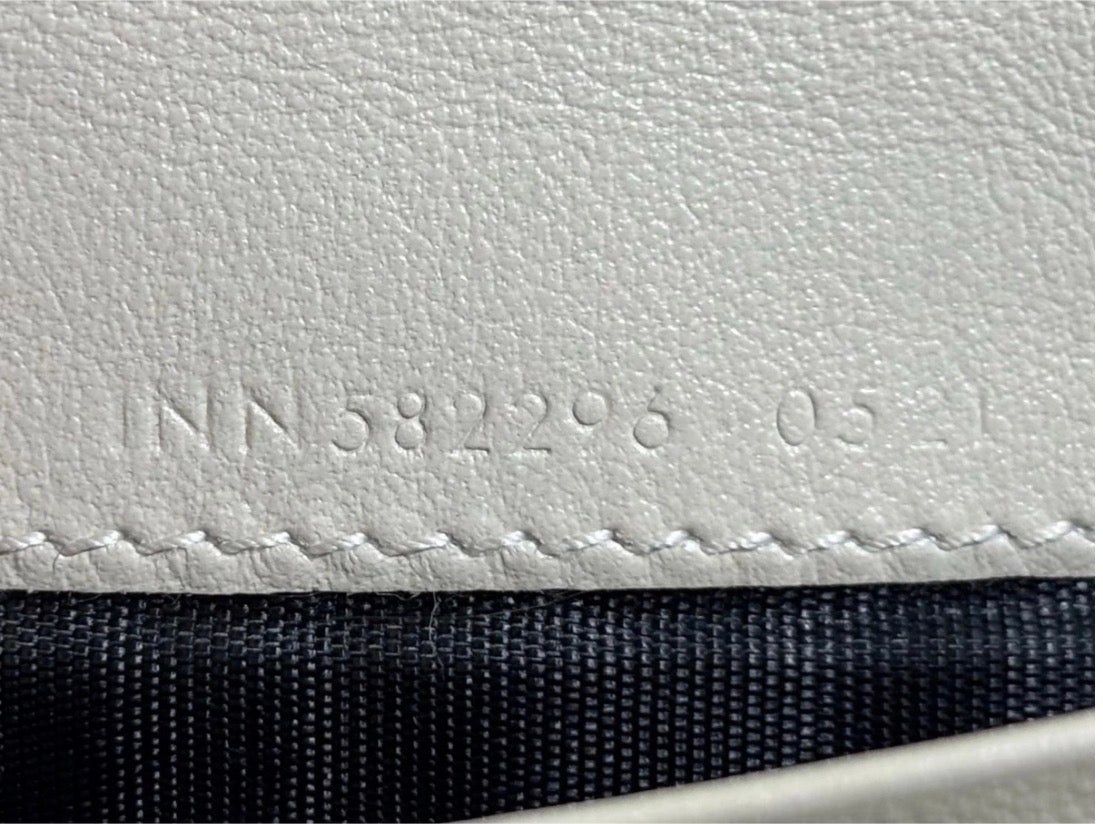 YSL Monogram Compact Wallet – Croc-Embossed Leather in Cream with Gold Hardware