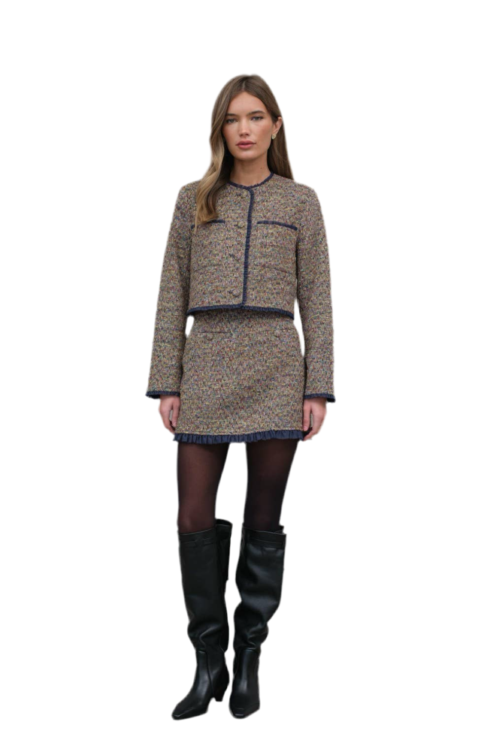 RAISONNEL - TWEED JACKET WITH ORGANZA TRIM-RJ1005