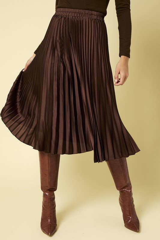 Sunburst Pleated Satin Skirt